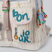 CHINCHILLA-Bonjour Embroidered Bag with Handmade Splatter Print Fabric