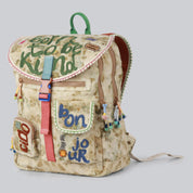 CHINCHILLA-Bonjour Embroidered Bag with Handmade Splatter Print Fabric