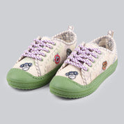 Kakapo - Textured Fabric Shoes with Monkey Patch Embroidery