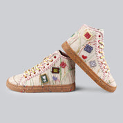 multicolor denim boot with cute patch