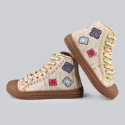 Hand splatter kids boots with cute patch