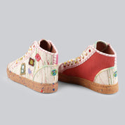 multicolor denim boot with cute patch