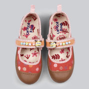 Baisi - Red Denim Polka Dots Shoes with Caterpiller