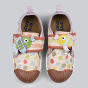 Amur - Polka Dots & Stripe Shoes with Fish Patch Embroidery