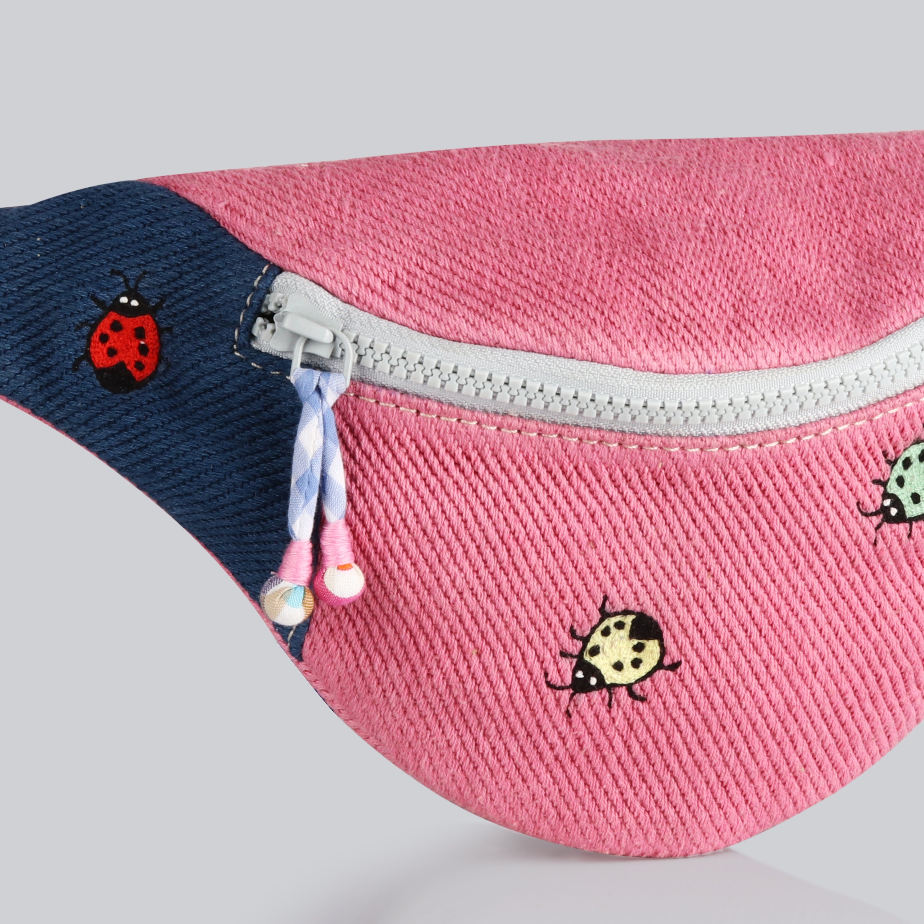 SAOLA- Solid Color Denim with Ladybug Embroidery Bag