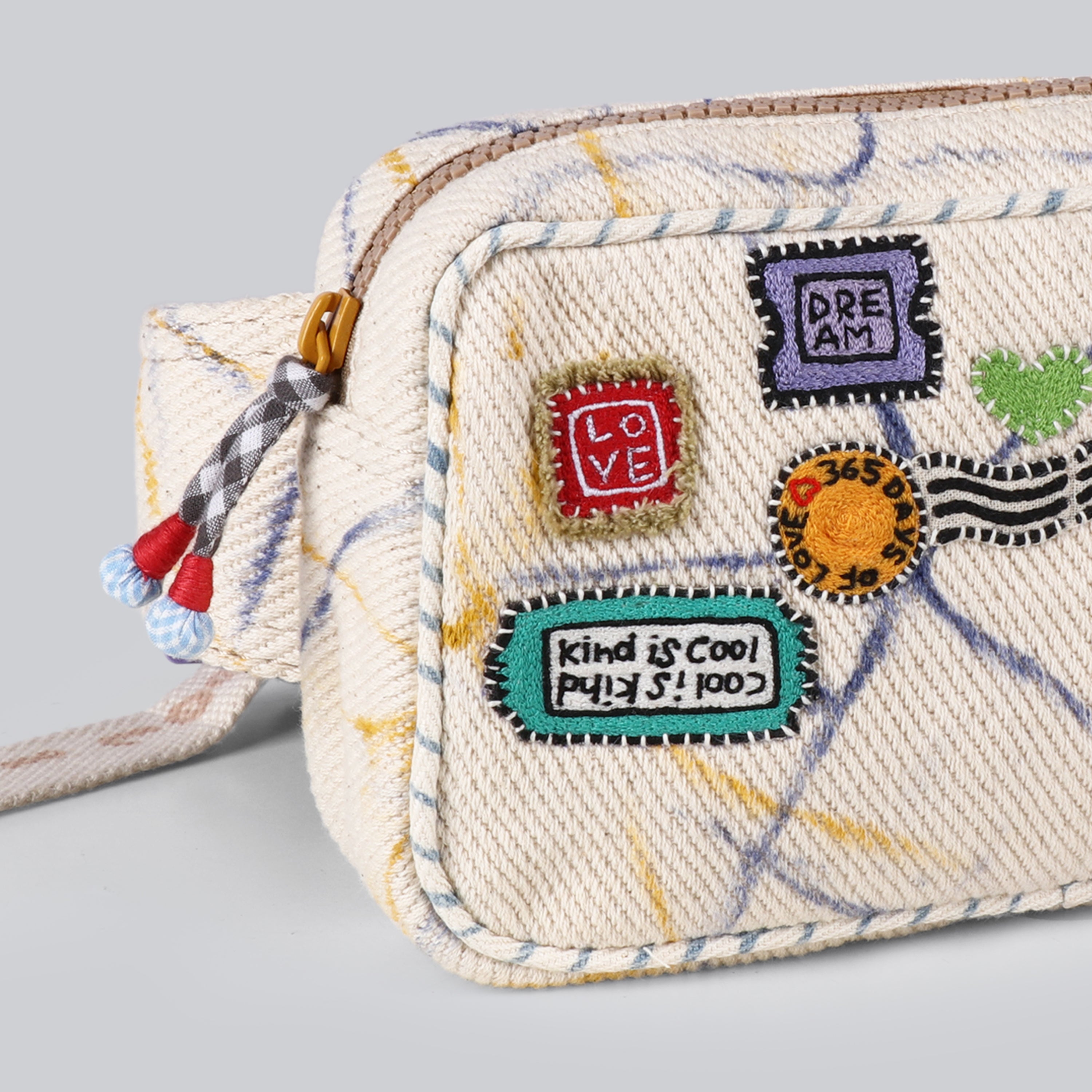 VAQUITA-Thunder Effect Fanny Pack with stamps Embroidery